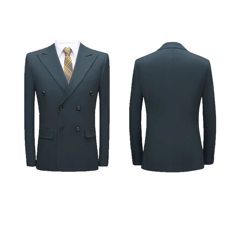 Dark Green Smart Fit Double Breasted 2 Piece Suit -617