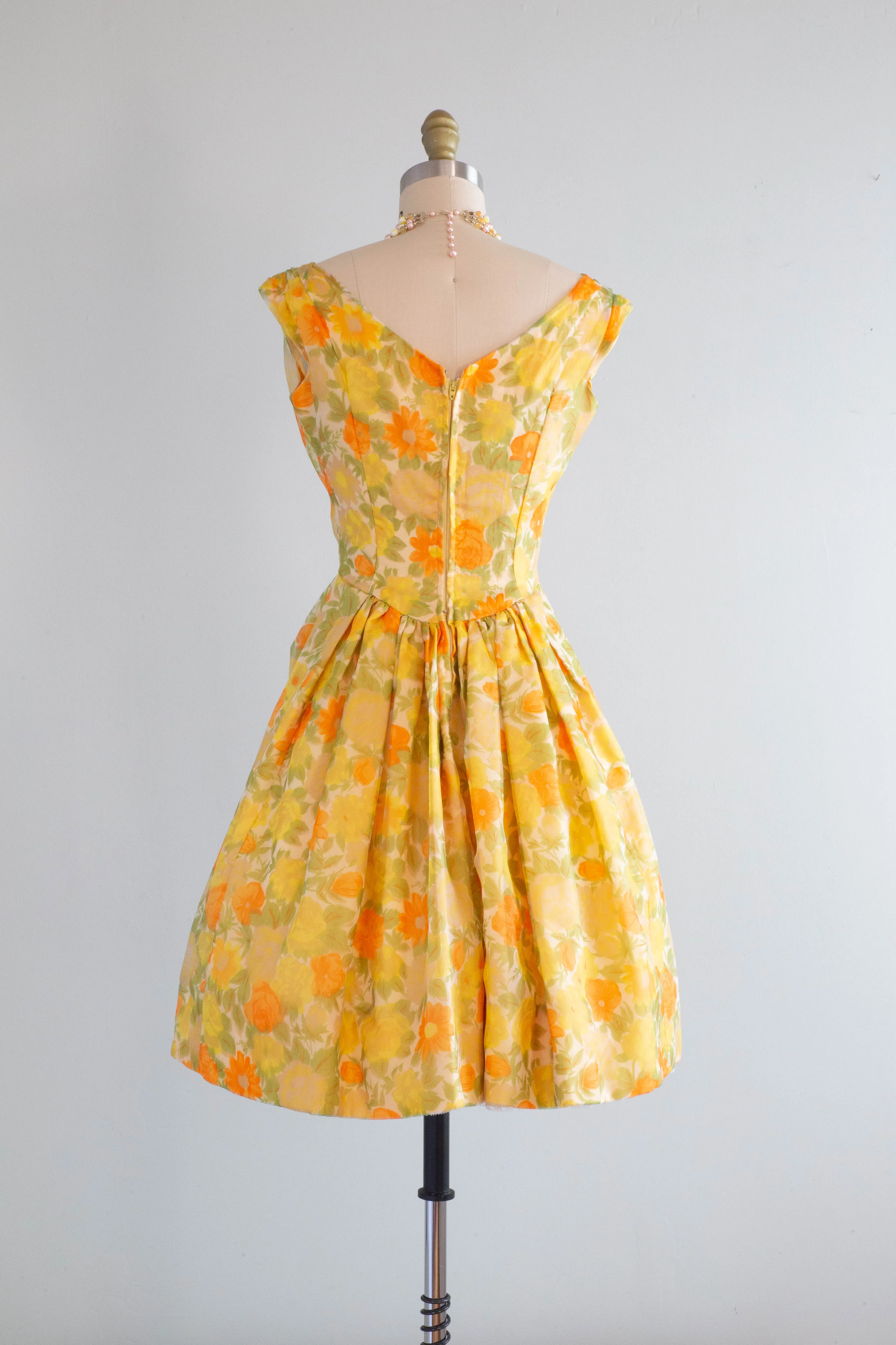 Darling 1960's Lorie Deb Autumn Floral Party Dress / XS