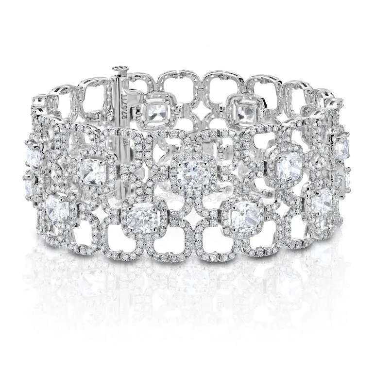 Diamond Cluster Bracelet Cuff, 27.67 CT