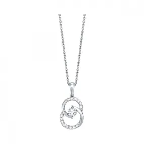 Diamond Double Circle Interlock Pendant Necklace set in White Gold, 0.25 cttw