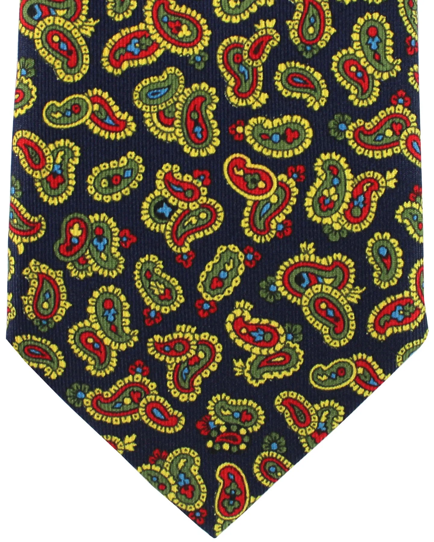 E. Marinella Tie Dark Navy Red Green Paisley Design