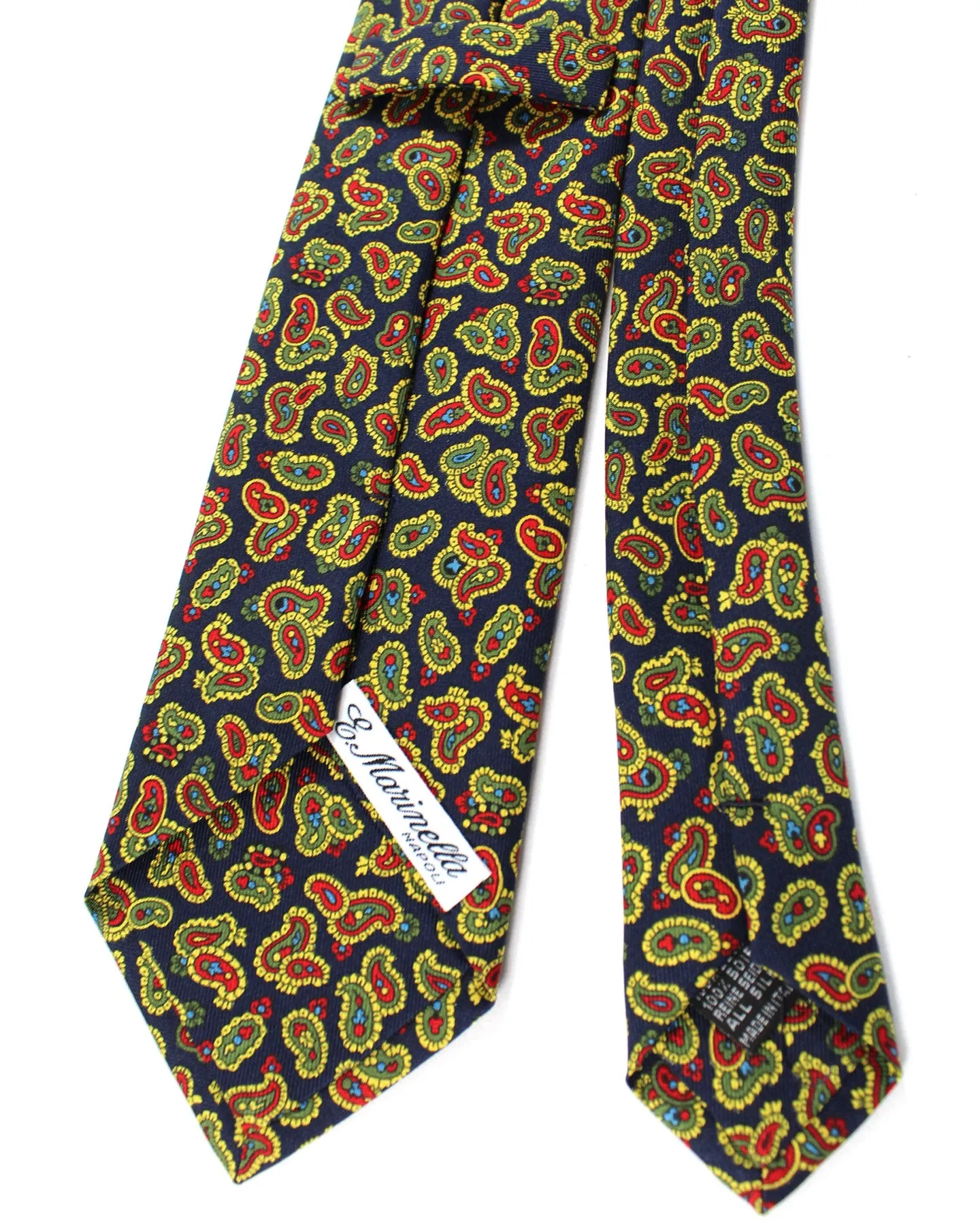 E. Marinella Tie Dark Navy Red Green Paisley Design