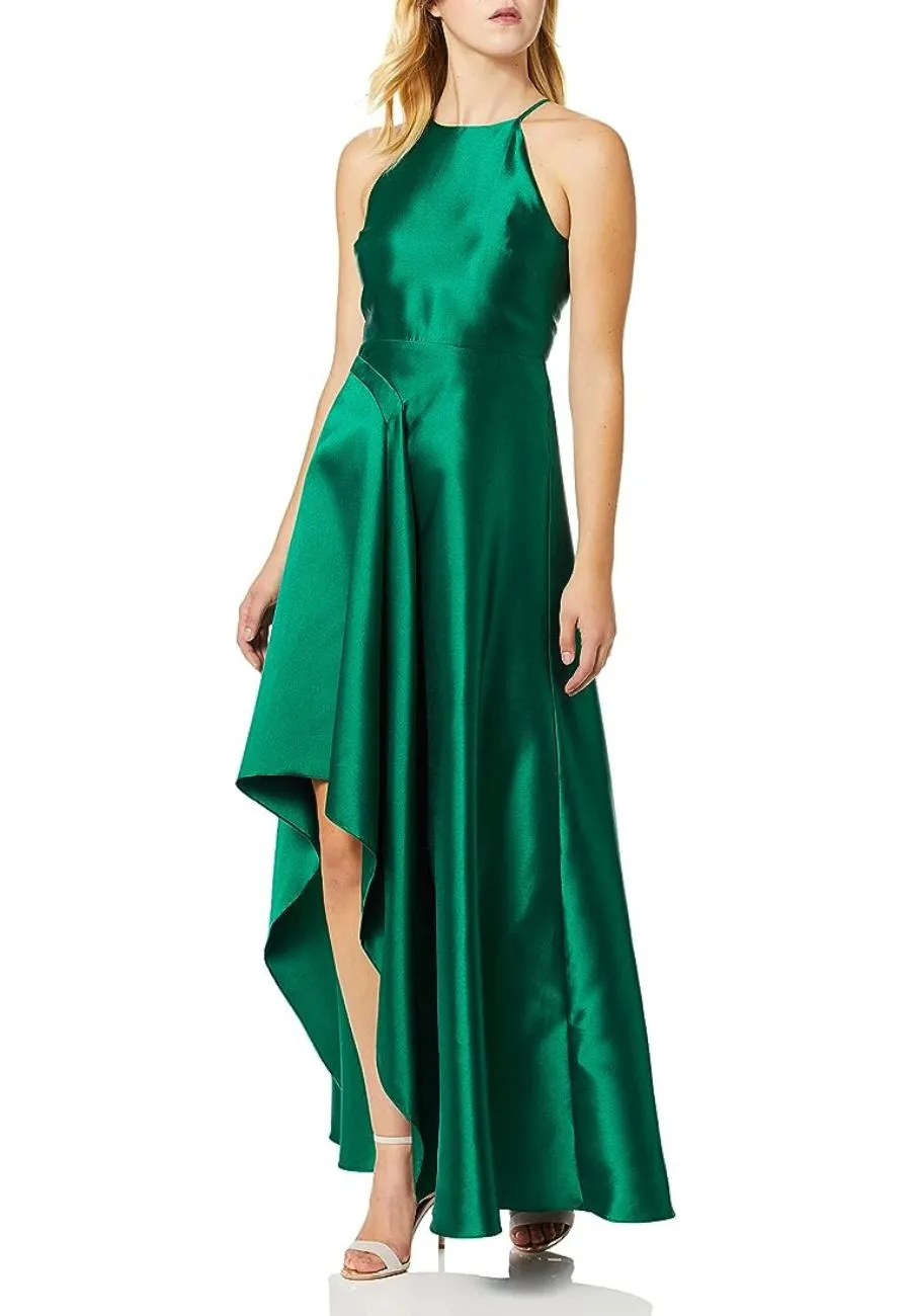 Emerald High Low Satin Gown