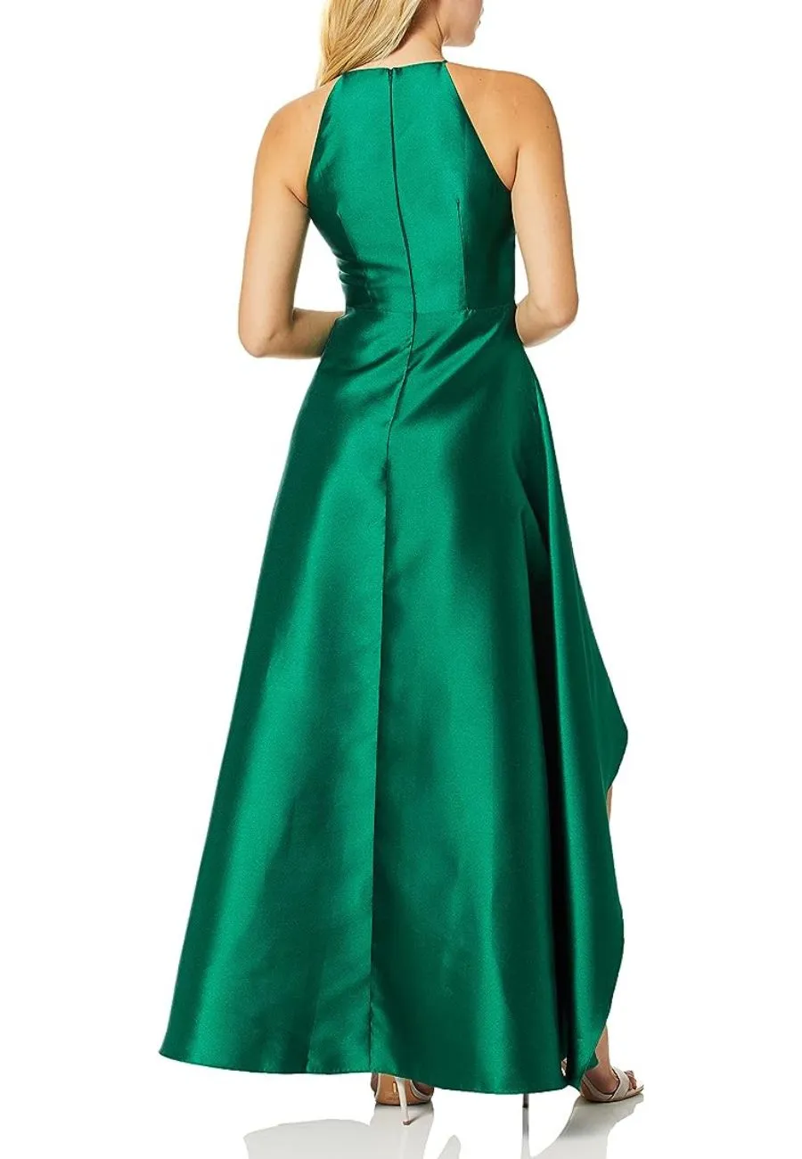 Emerald High Low Satin Gown