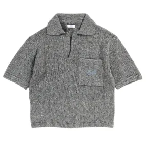 ERL KNIT POLOSHIRT WITH LOGO EMBROIDERY GREY MELANGE