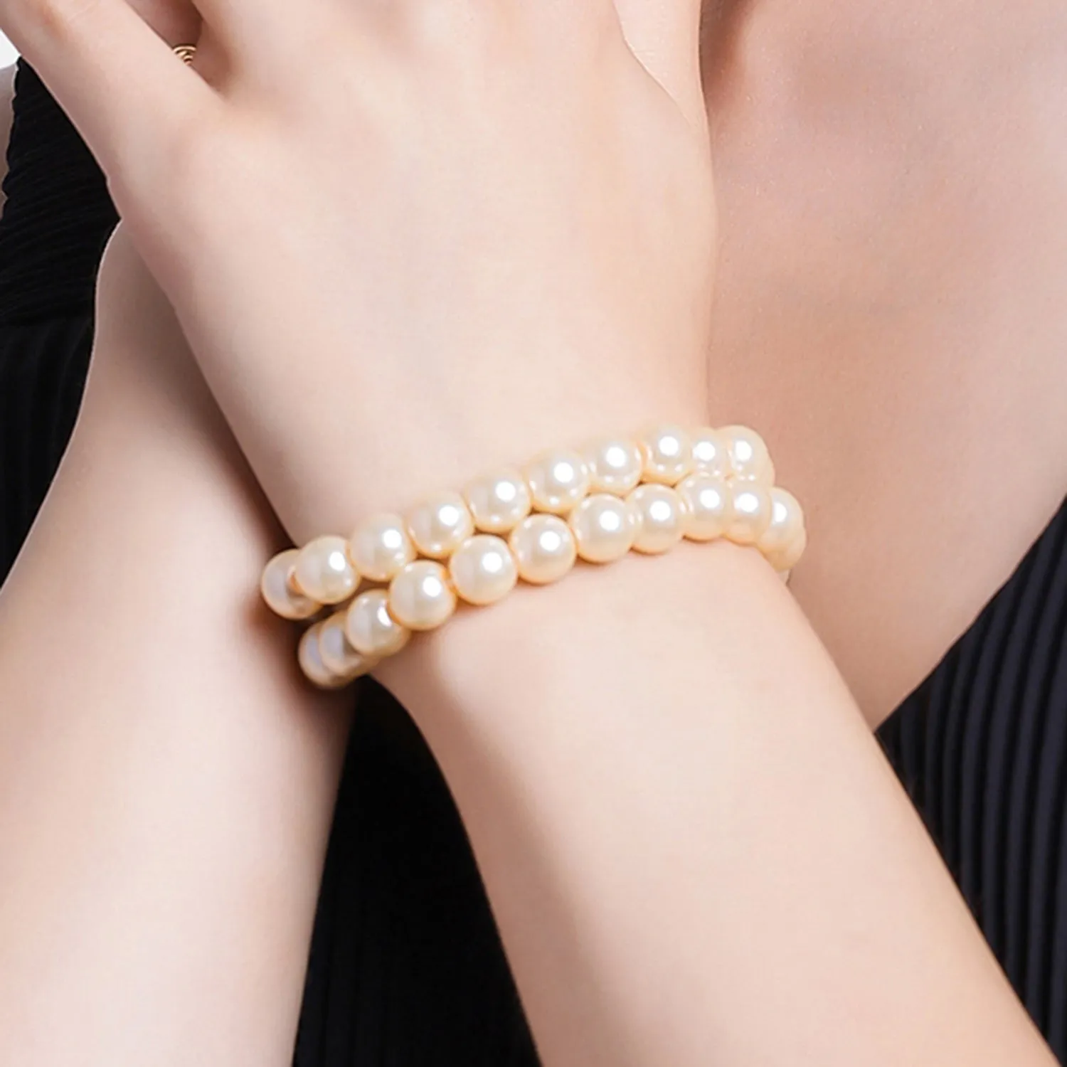 Estele Gold Plated - Creamy Pearl double line Bracelet