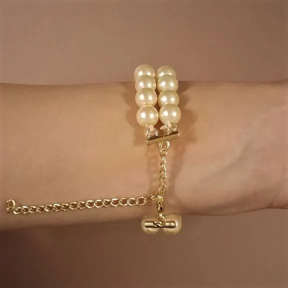 Estele Gold Plated - Creamy Pearl double line Bracelet