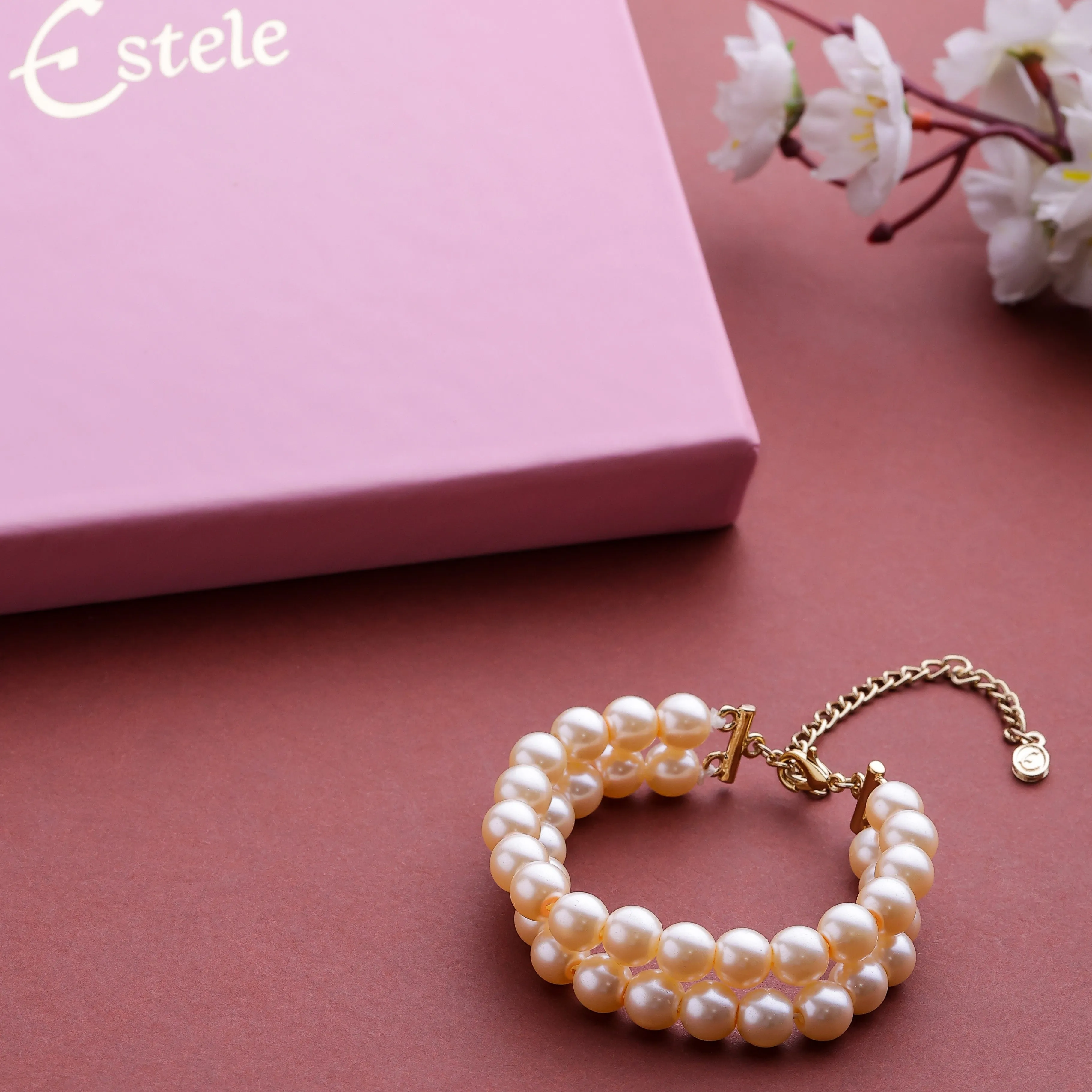 Estele Gold Plated - Creamy Pearl double line Bracelet