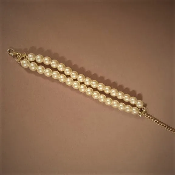 Estele Gold Plated - Creamy Pearl double line Bracelet