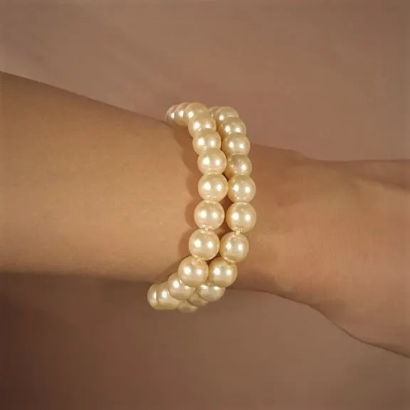 Estele Gold Plated - Creamy Pearl double line Bracelet