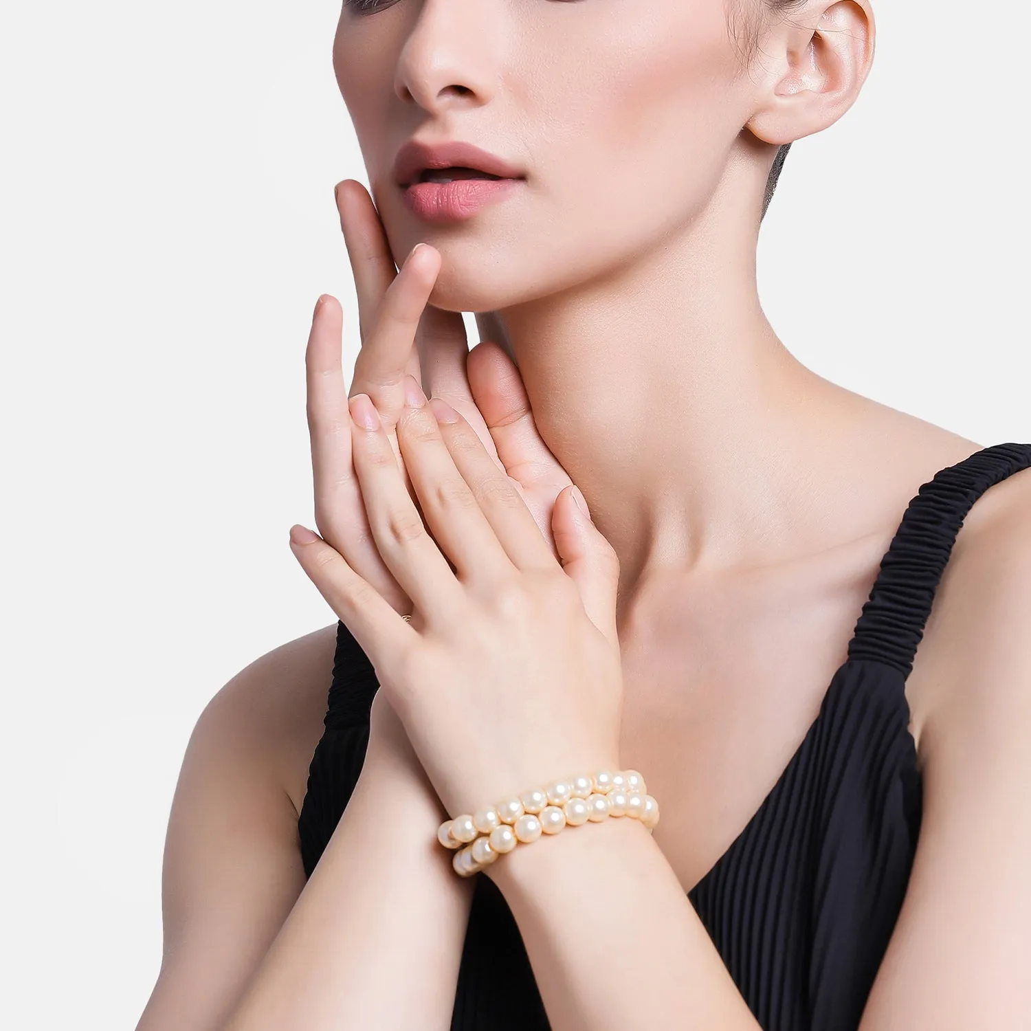 Estele Gold Plated - Creamy Pearl double line Bracelet