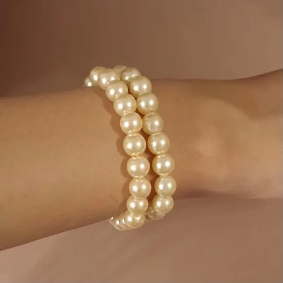 Estele Gold Plated - Creamy Pearl double line Bracelet