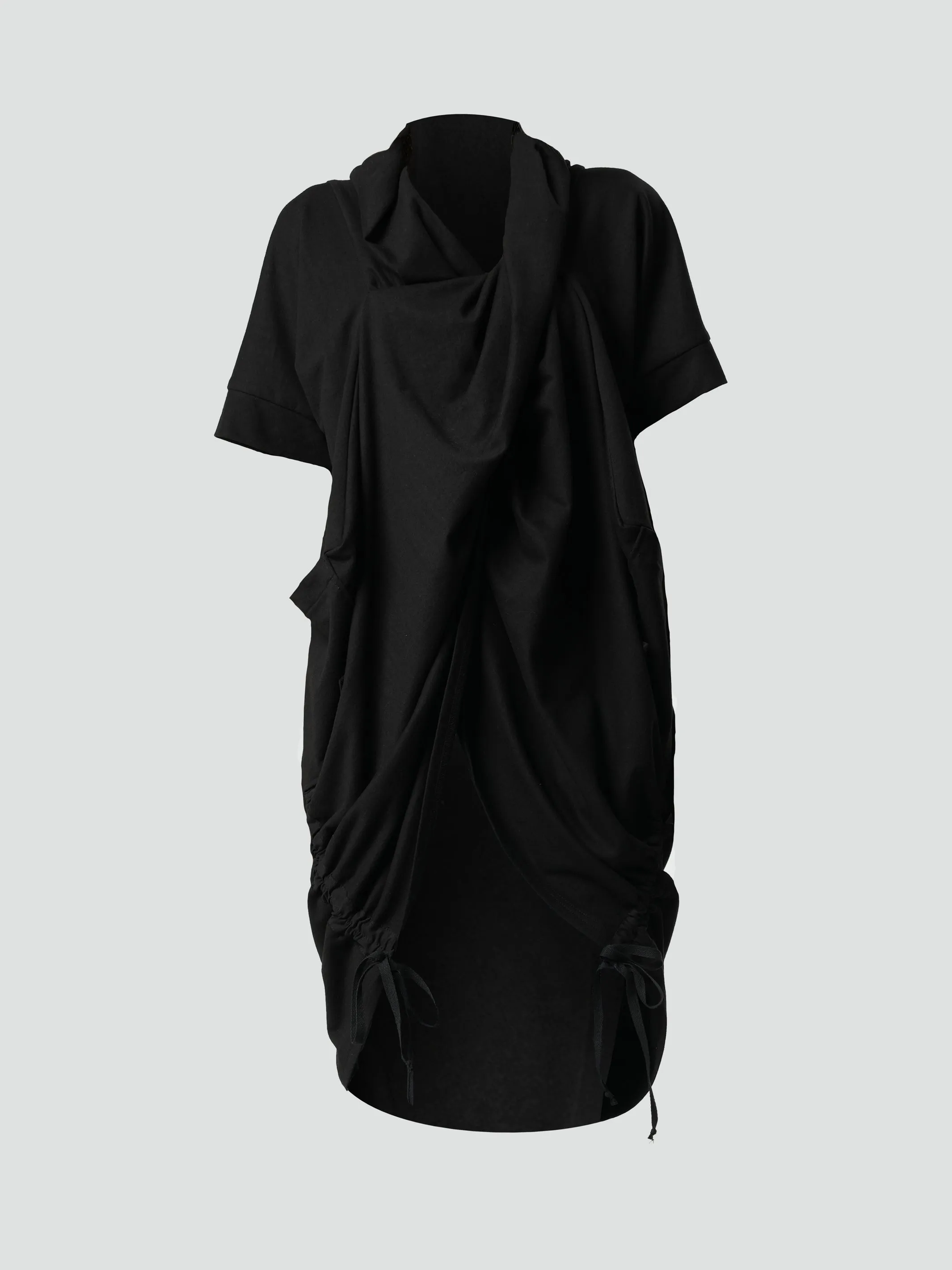 Extravagant Draped Black Tunic