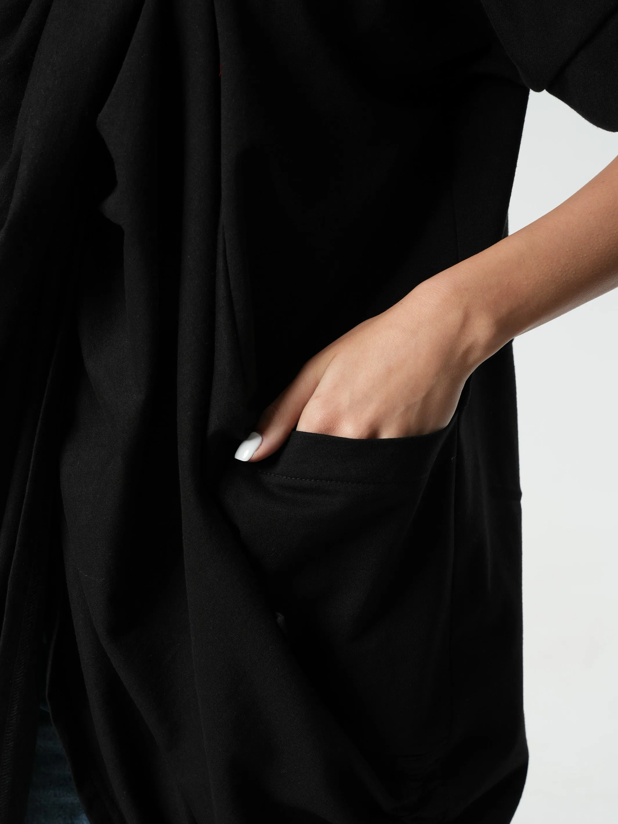 Extravagant Draped Black Tunic