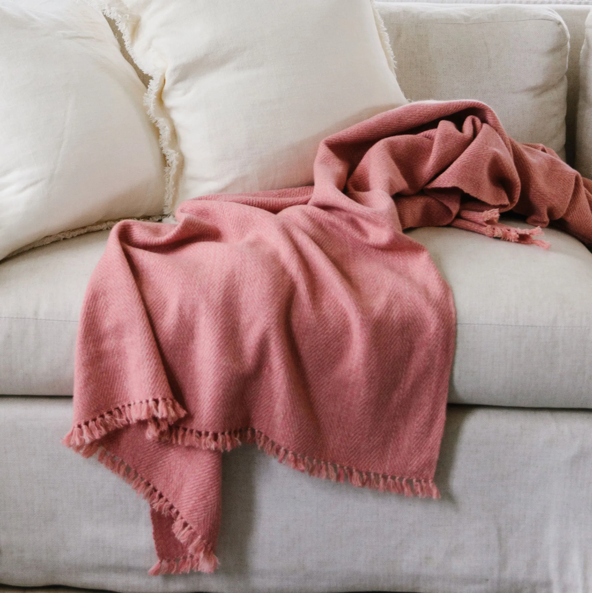 Faraway Red Handwoven Cashmere Throw