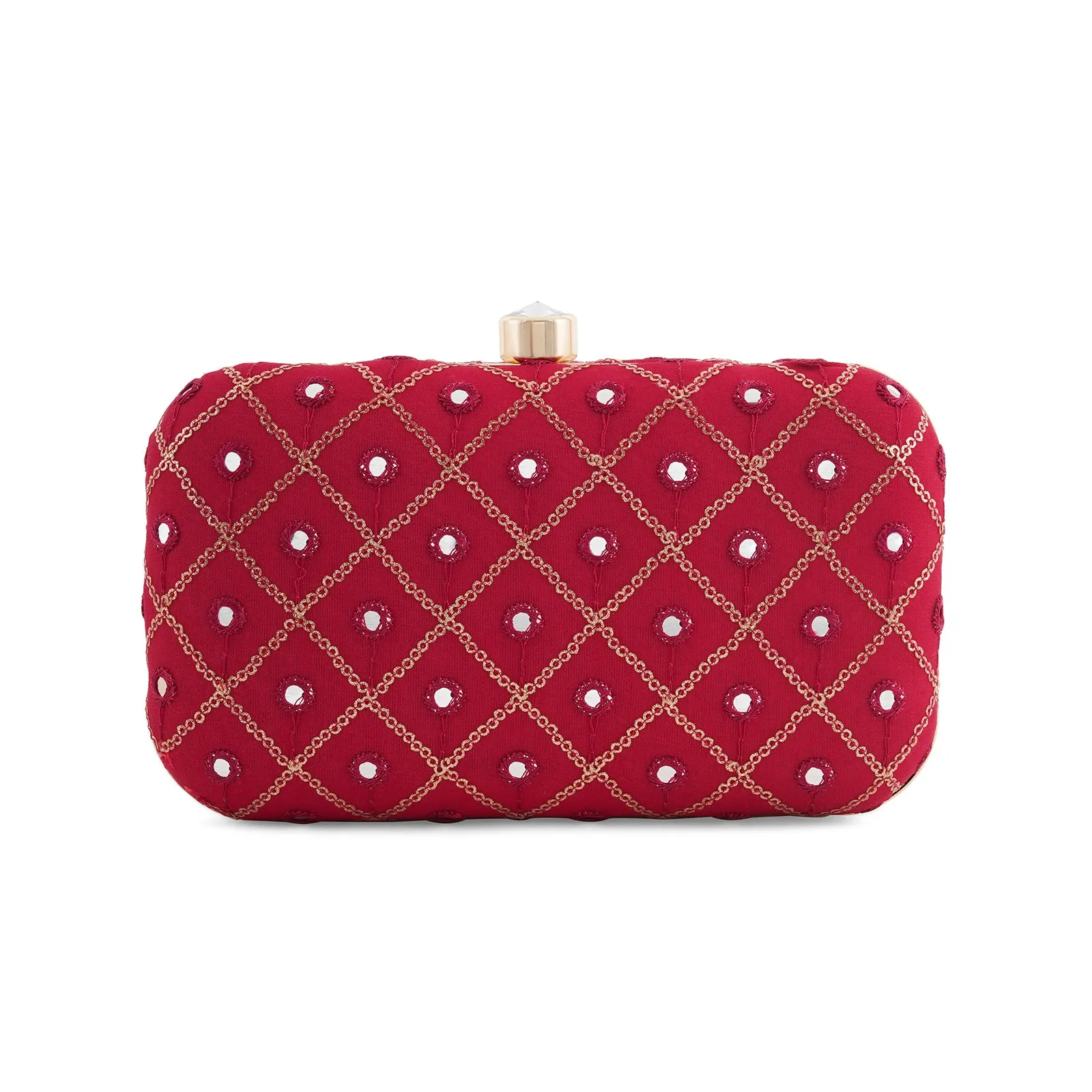 Festive Duet Pink Embroidered Clutch