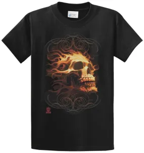 Fire Skull Printed Tee Shirt