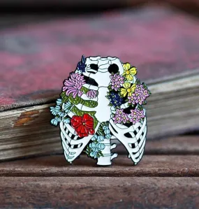 Floral Rib Cage Enamel Pin