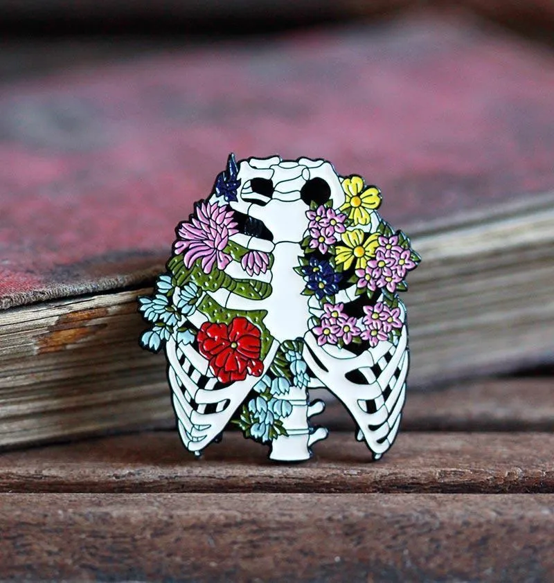 Floral Rib Cage Enamel Pin