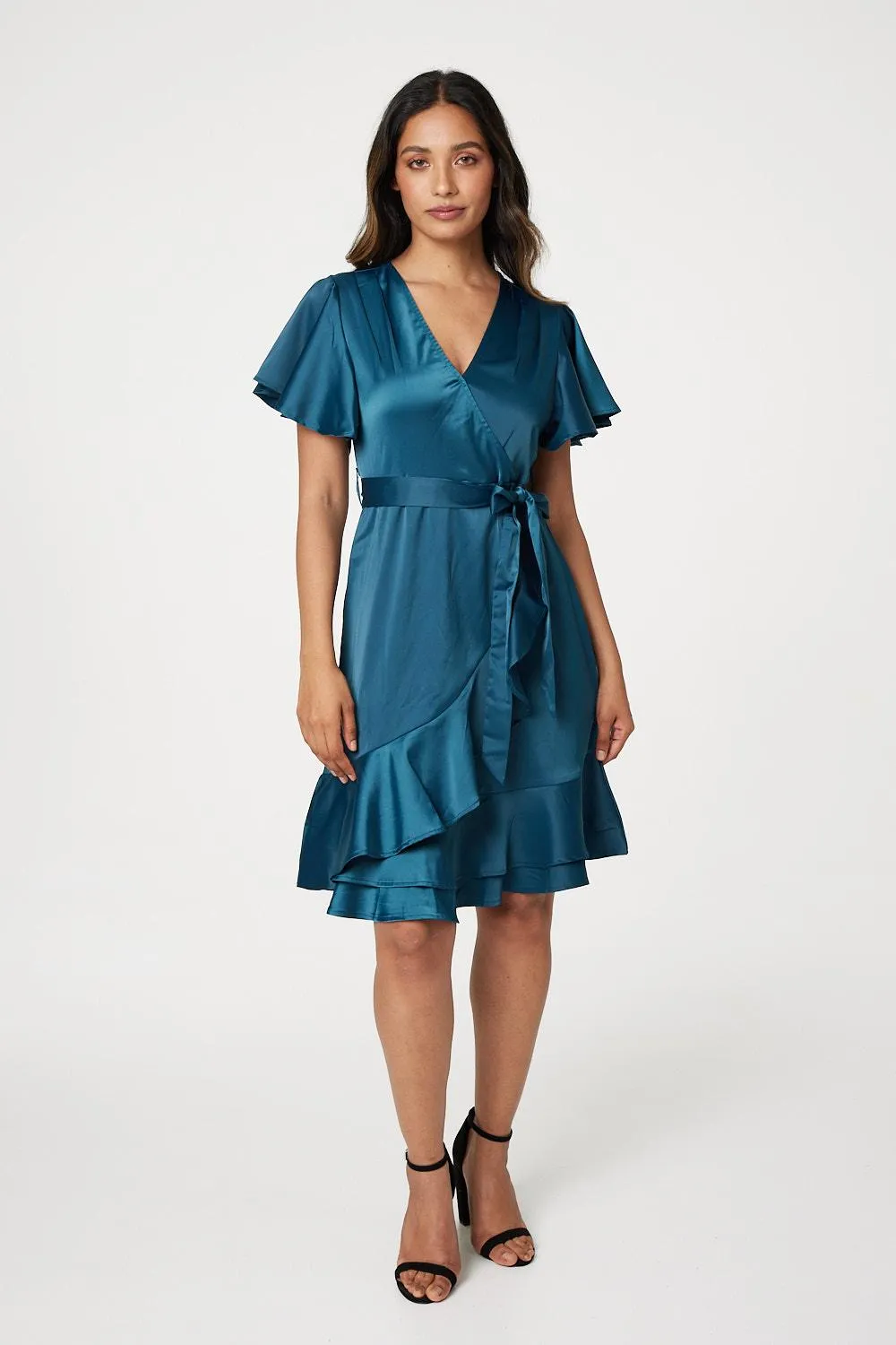 Frill Detail Short Wrap Dress