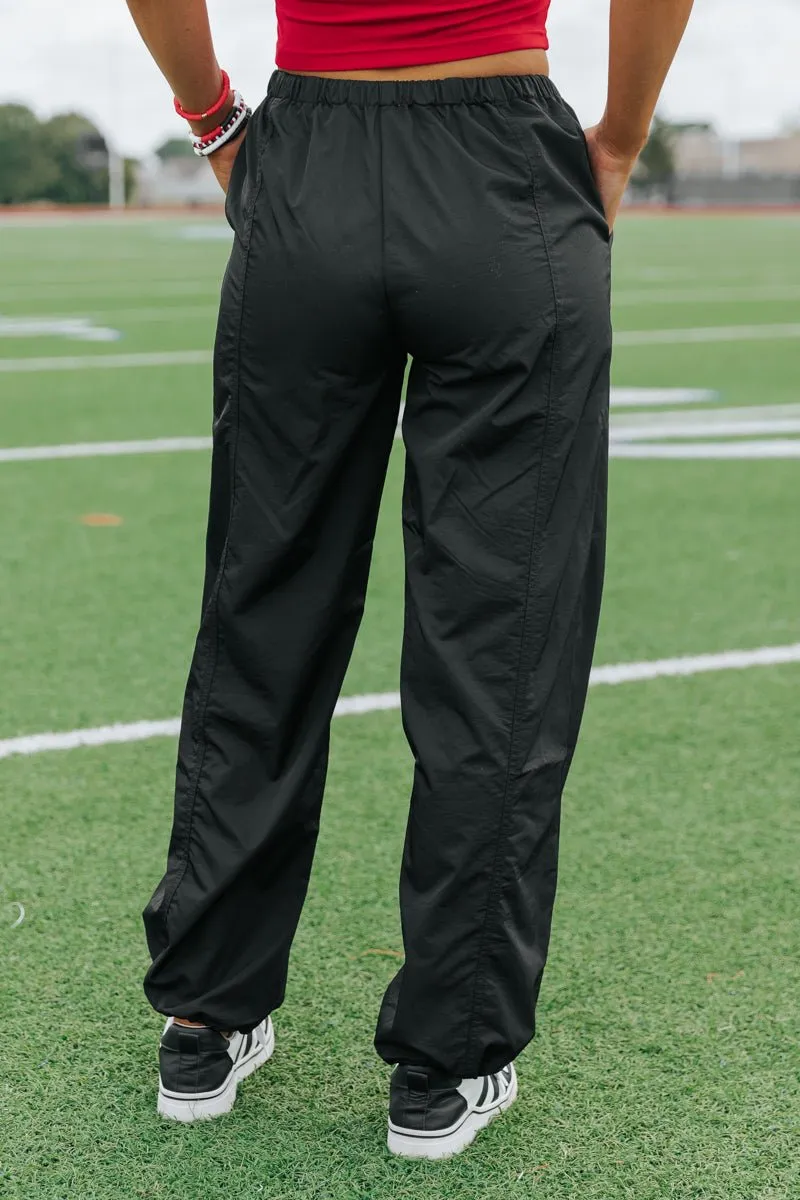 Game On Black Parachute Pants