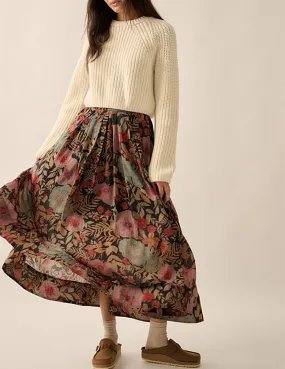 Genevieve Black Floral Skirt