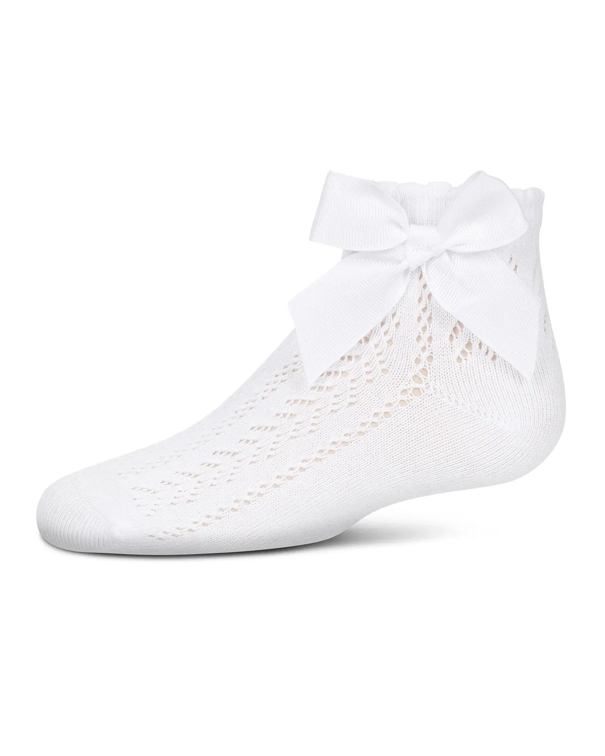 Girls' Knit Openwork Bow Anklet Socks