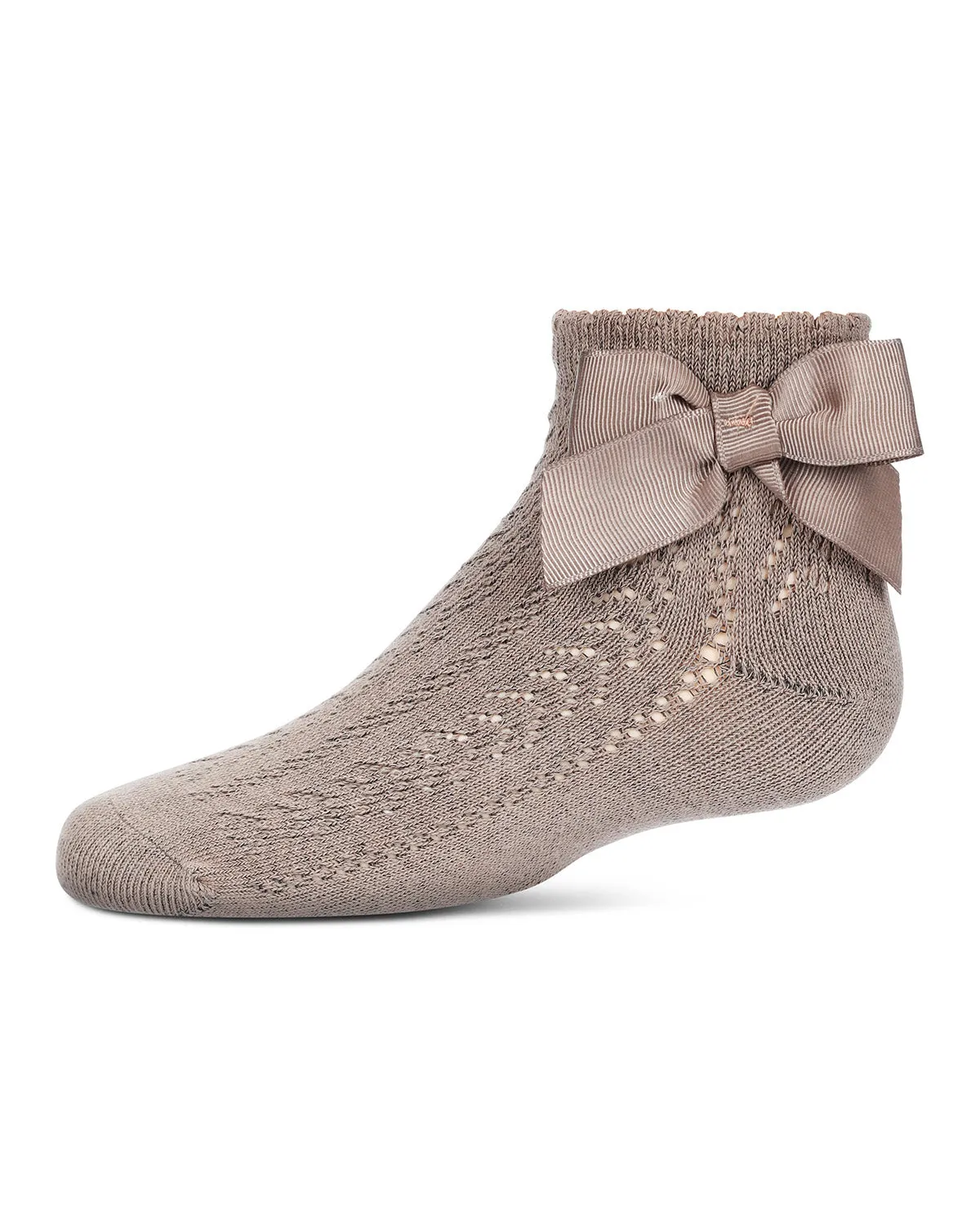 Girls' Knit Openwork Bow Anklet Socks