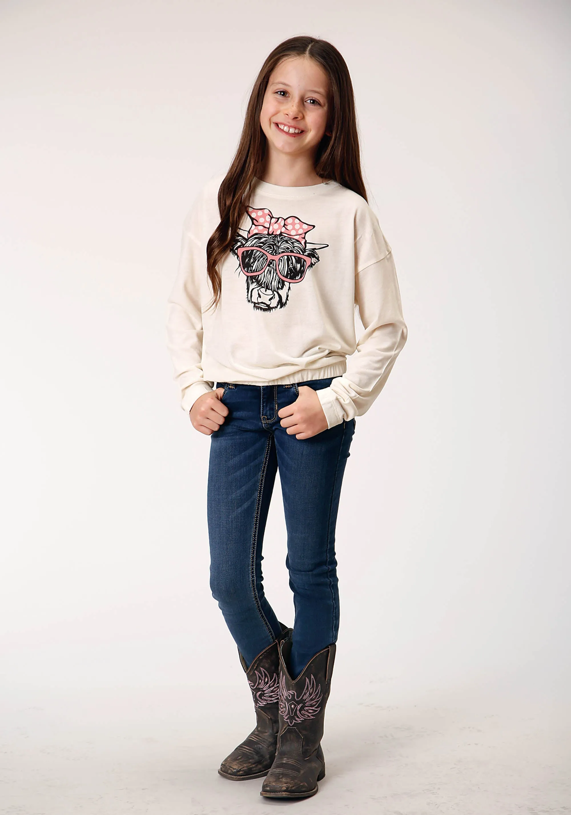 Girl's Roper Cream Jersey Tee