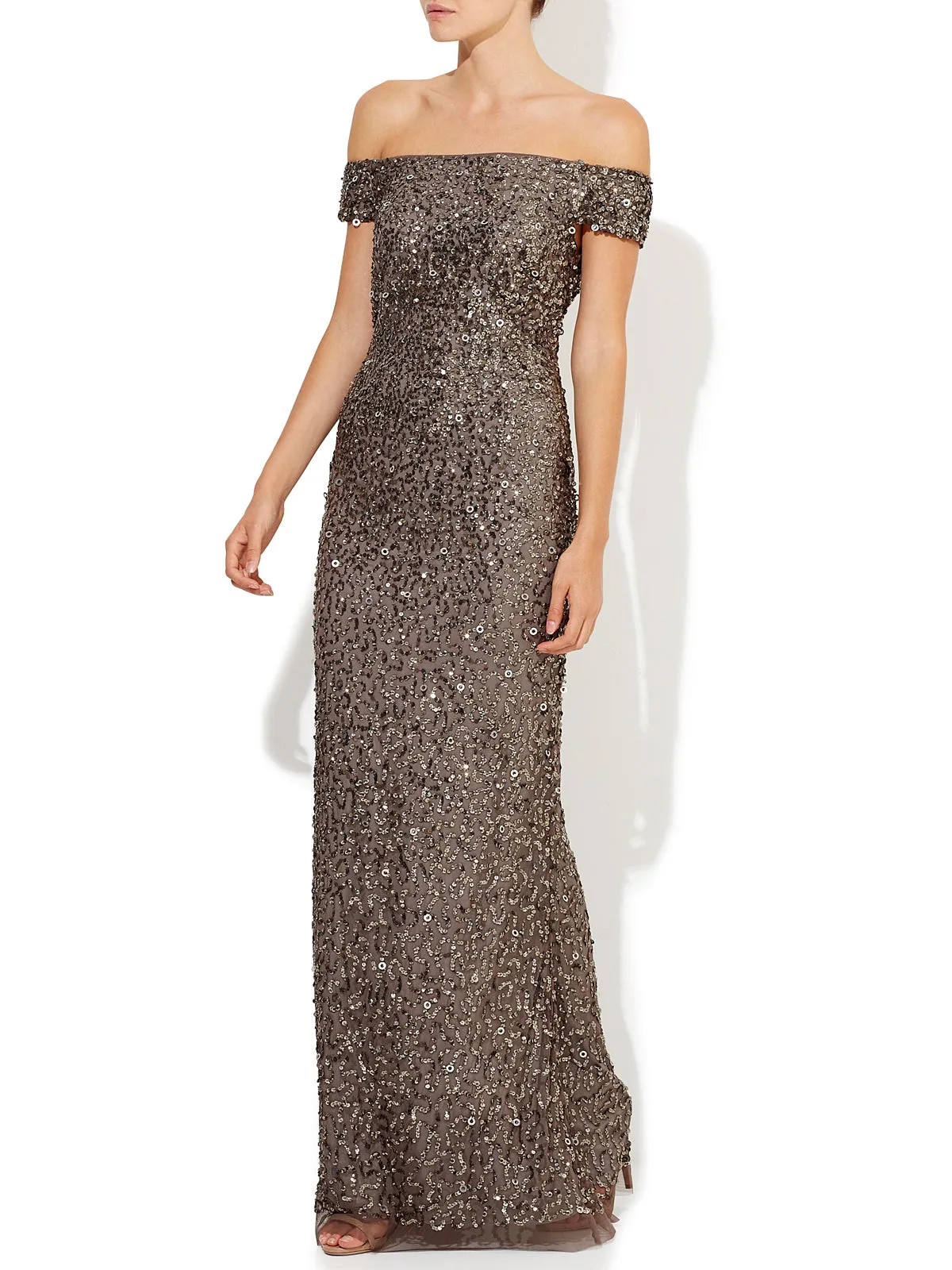 Giselle Gunmetal Hand Beaded Gown