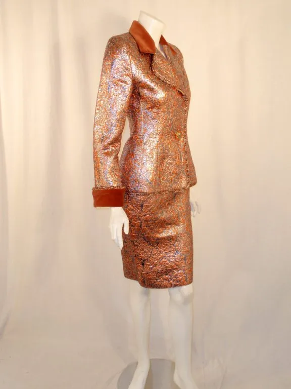 GIVENCHY Couture Copper Suit with Velvet Trim Size 4