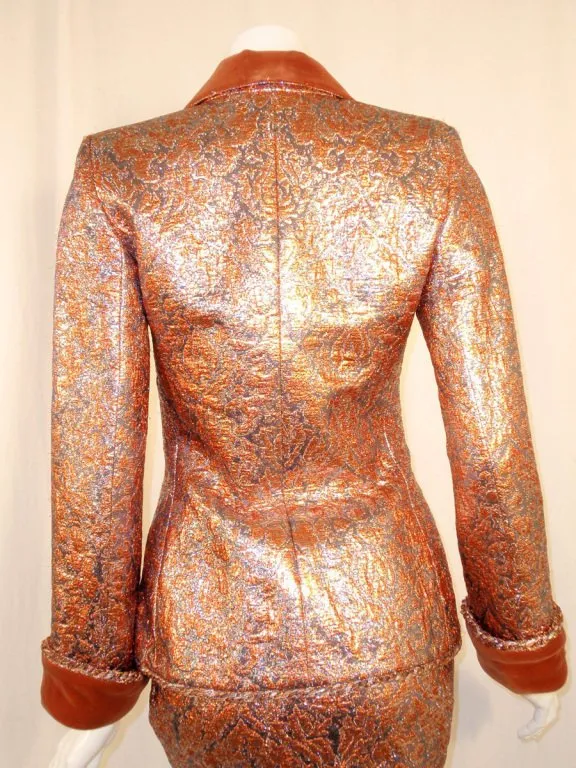 GIVENCHY Couture Copper Suit with Velvet Trim Size 4