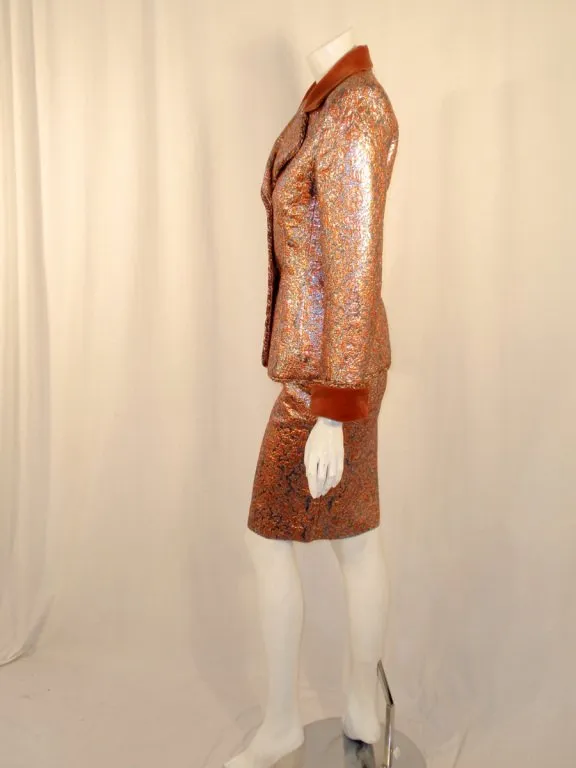 GIVENCHY Couture Copper Suit with Velvet Trim Size 4