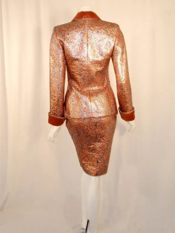 GIVENCHY Couture Copper Suit with Velvet Trim Size 4