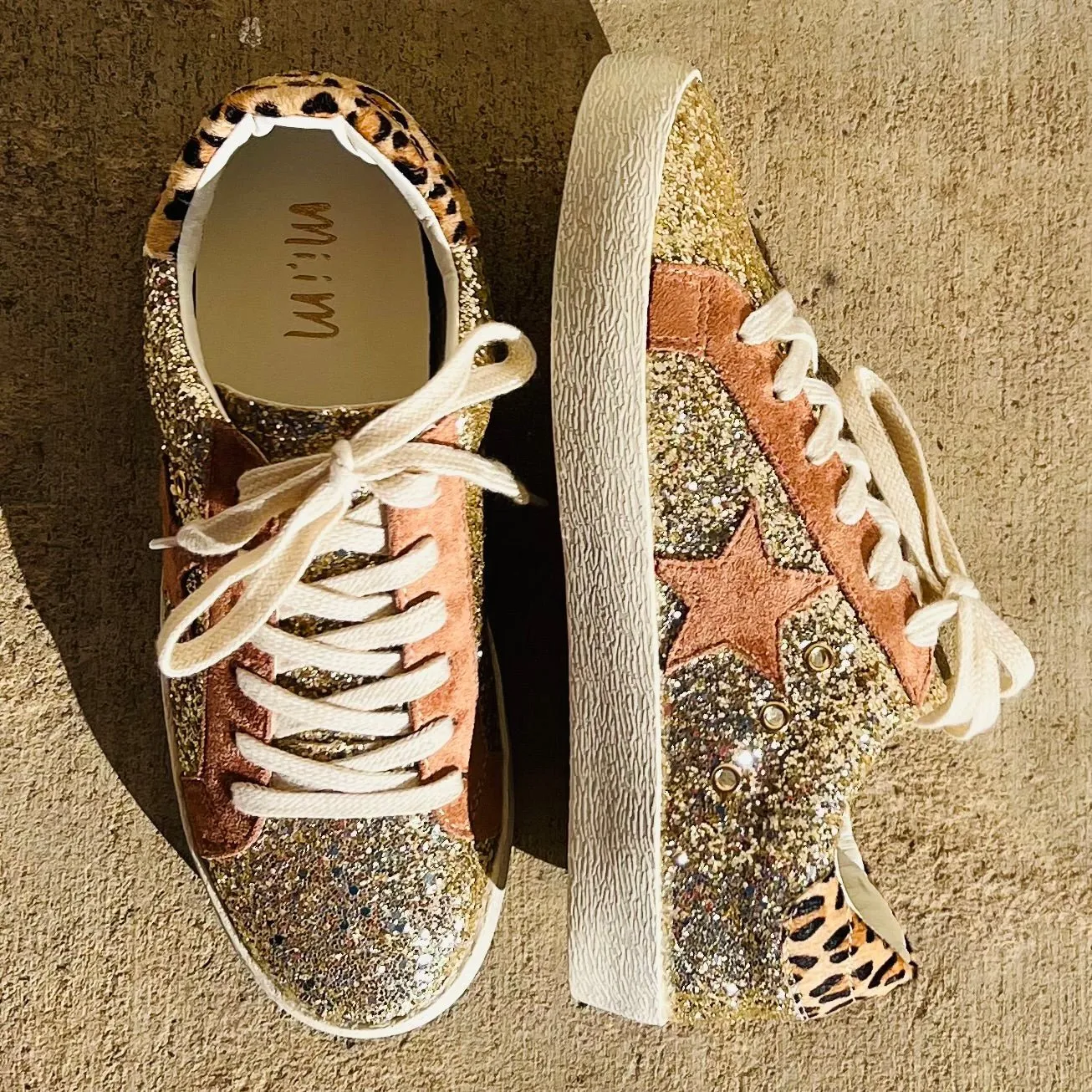 Gold Glistening Star Sneakers