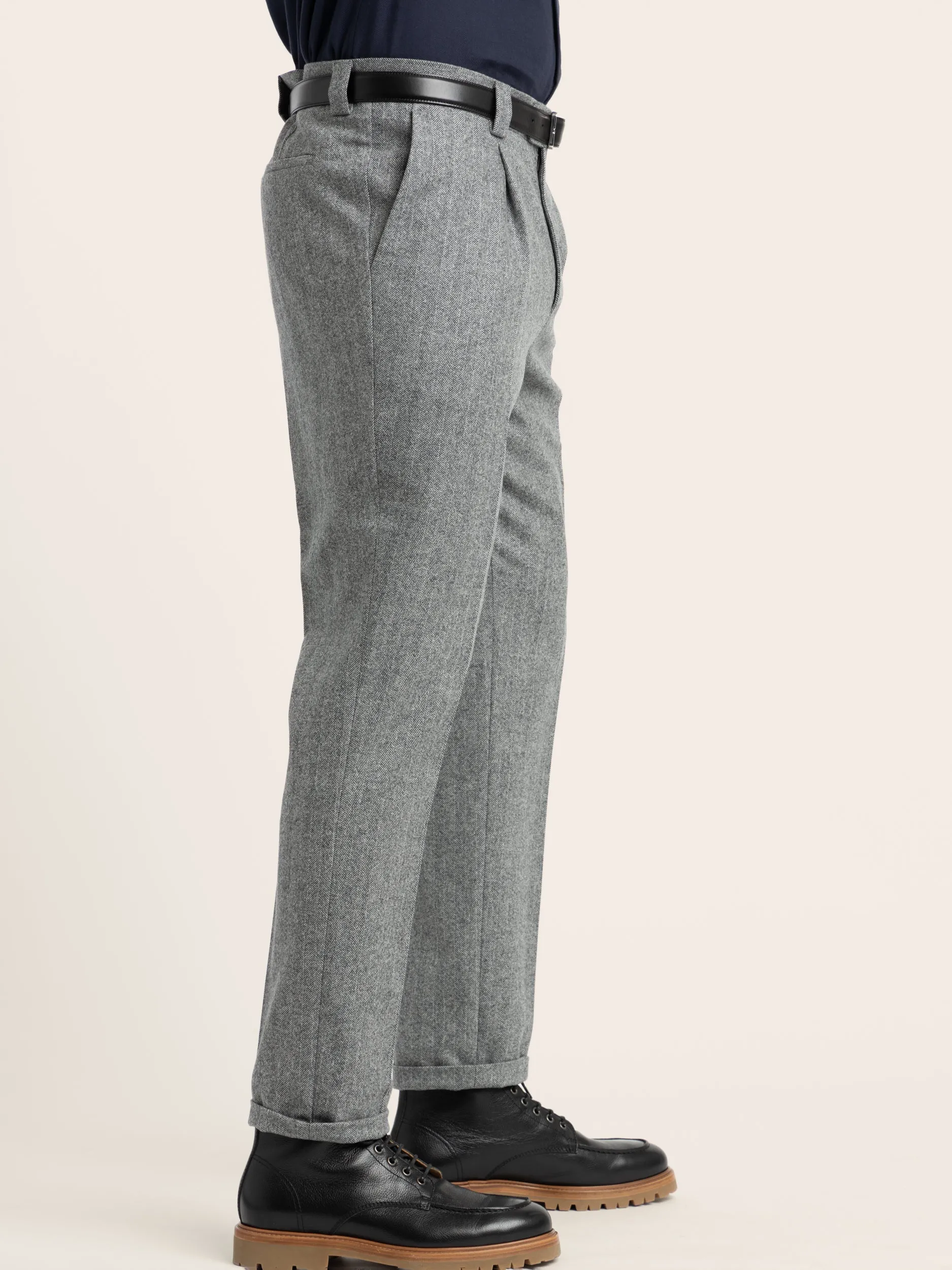 Grey Pleated Trousers