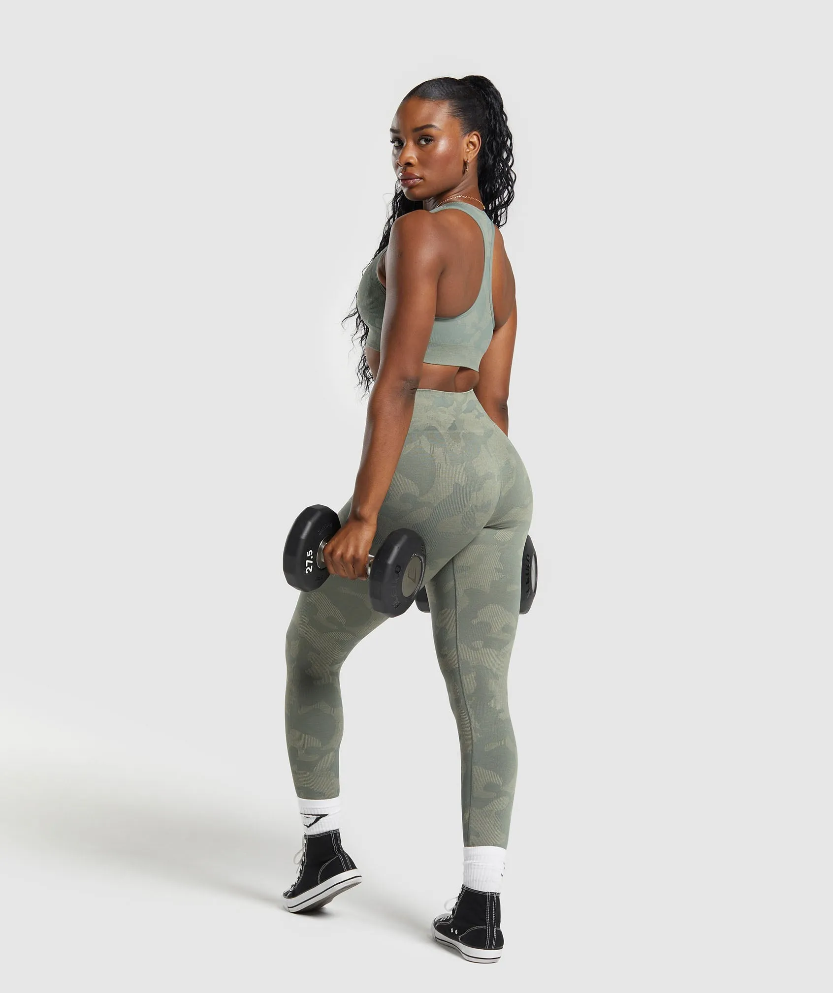 Gymshark Adapt Camo Seamless Leggings - Unit Green/Chalk Green