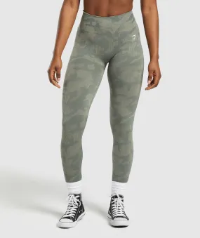 Gymshark Adapt Camo Seamless Leggings - Unit Green/Chalk Green