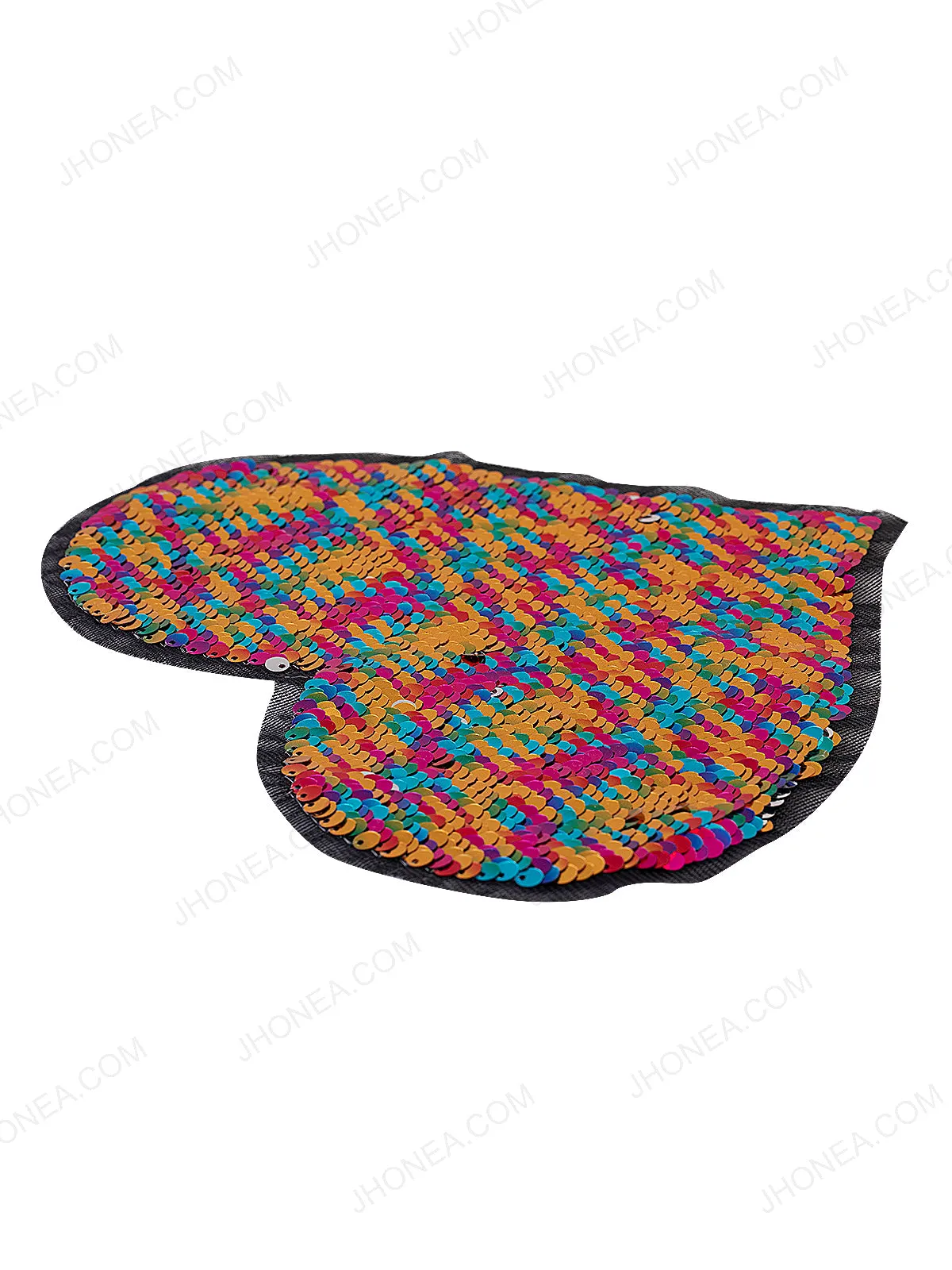 Heart Shape Reflective Multicolor Reversible Sequins Patch