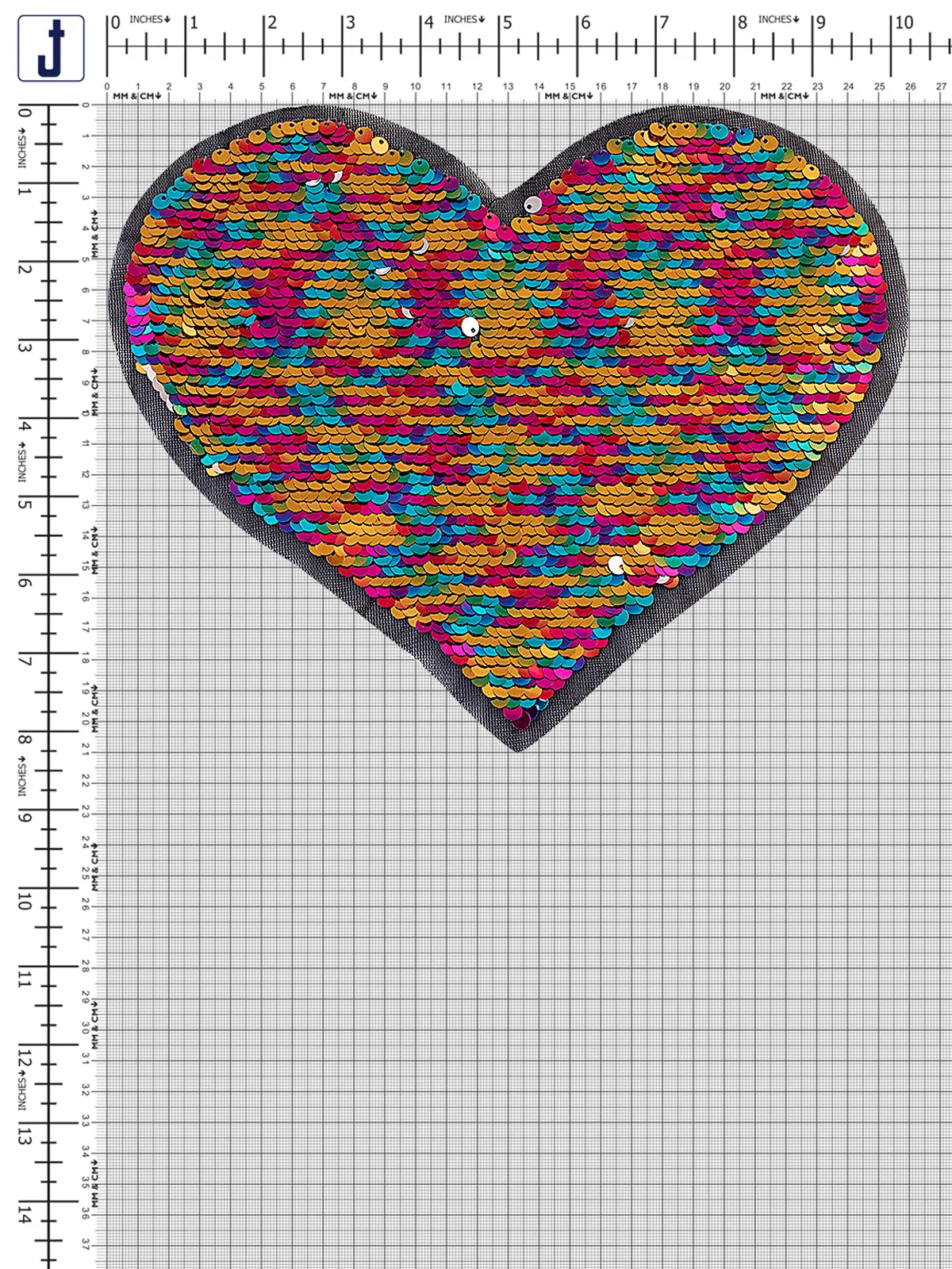 Heart Shape Reflective Multicolor Reversible Sequins Patch