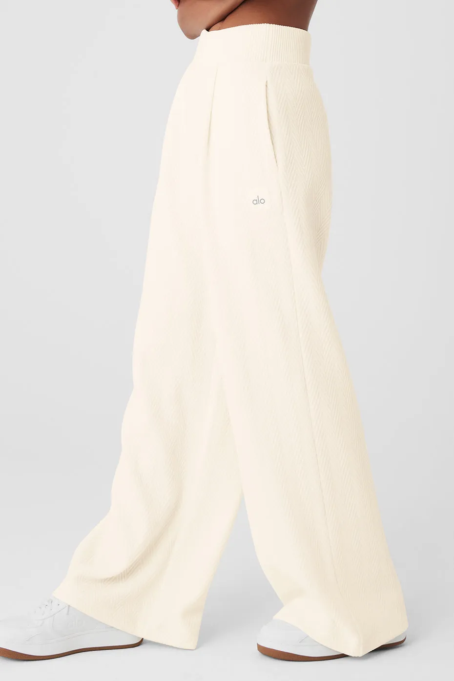 High-Waist Cozy Day Wide Leg Pant - Ivory