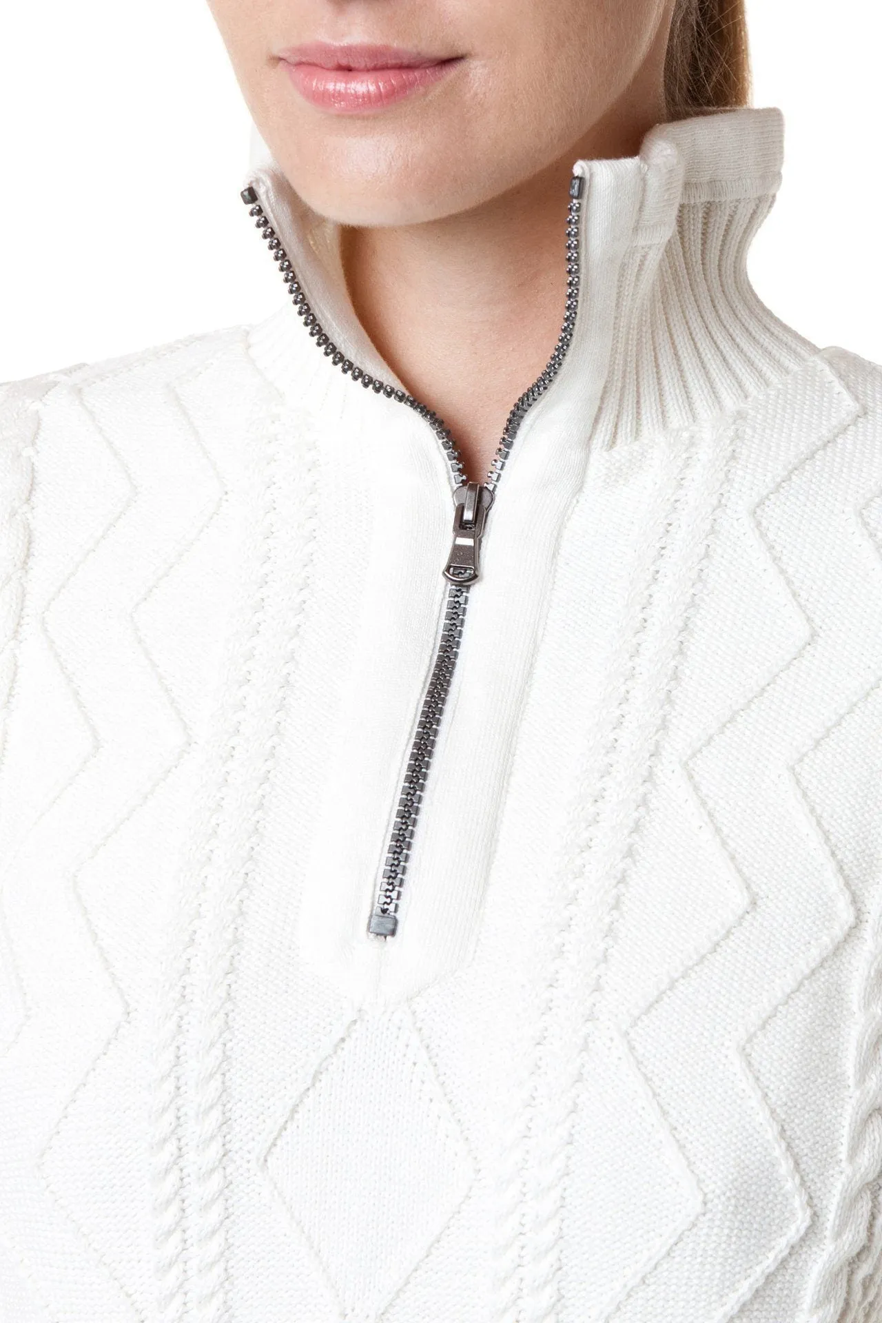 Holebrook Sweater Annika Off White WP 1/4 Zip