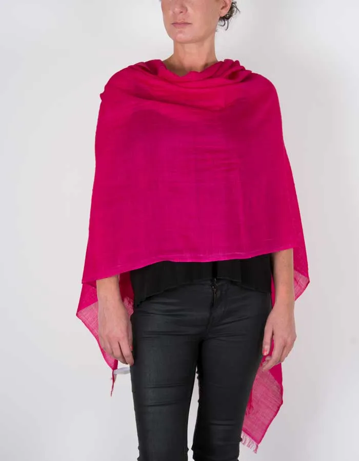 Hot Pink Shawl Wool Silk Mix