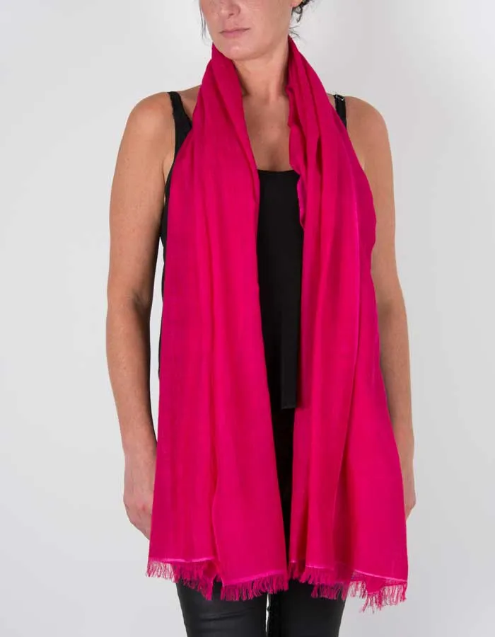 Hot Pink Shawl Wool Silk Mix