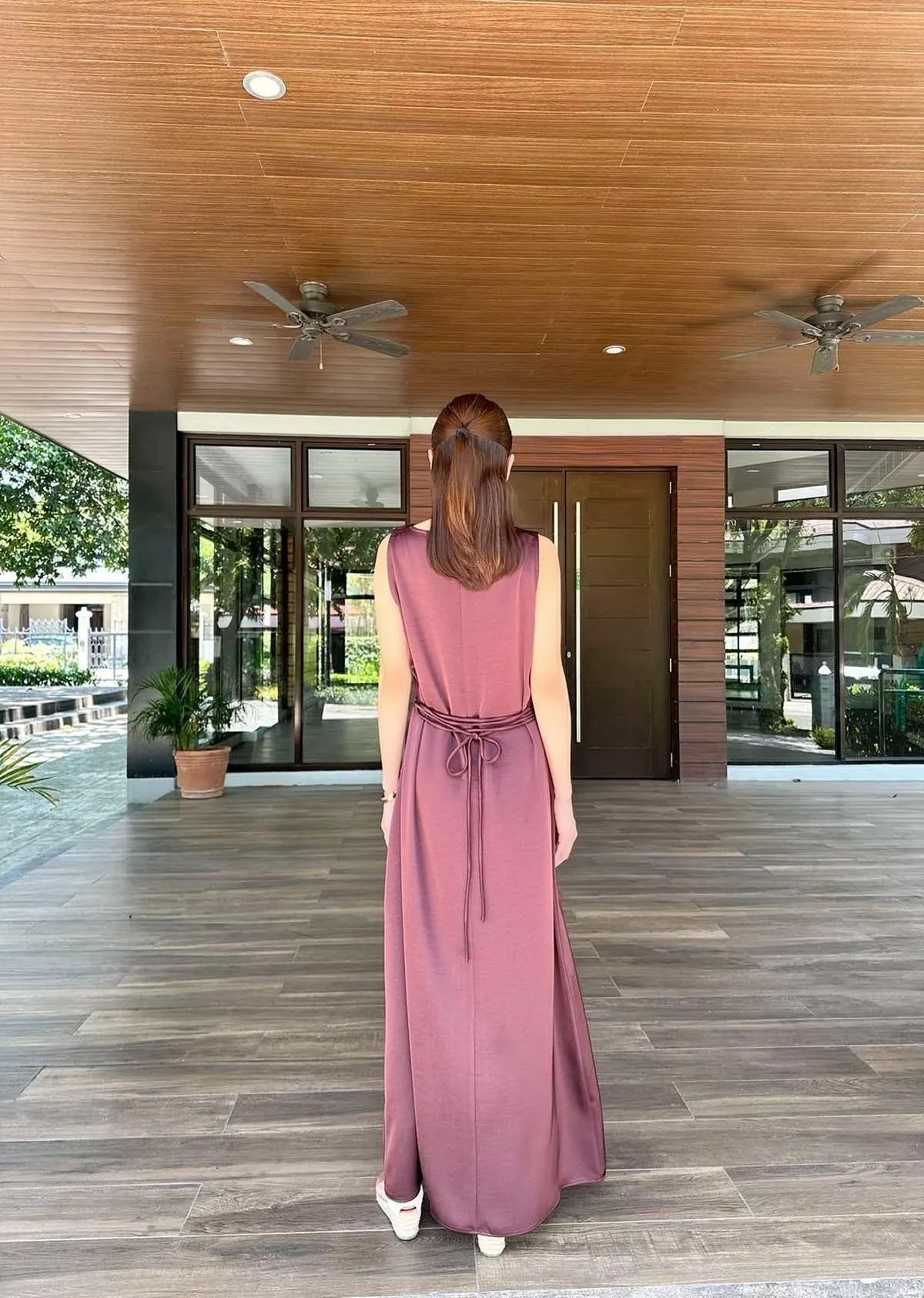 Jojo Satin Long Dress Wine