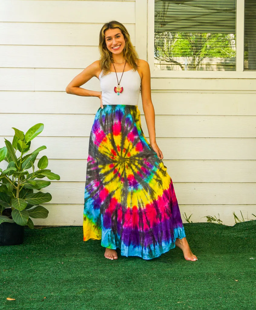 K3458- Hand Dyed Tiered Maxi Hippie Skirt