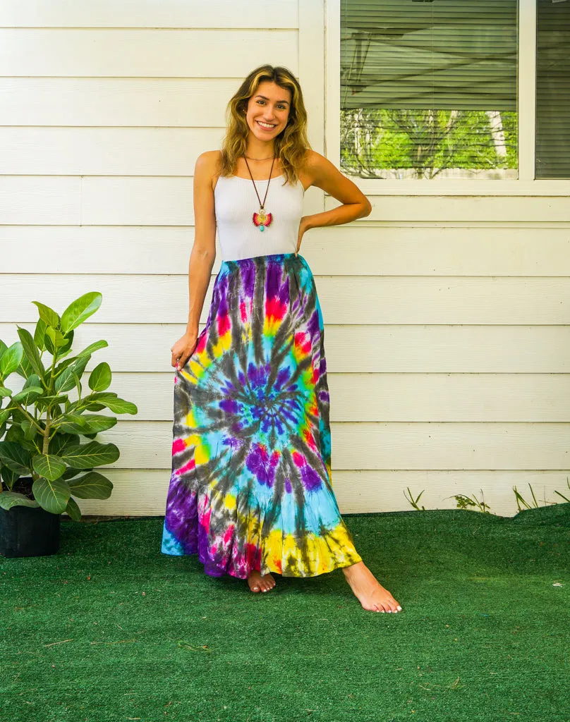 K3502- Hand Dyed Tiered Maxi Hippie Skirt