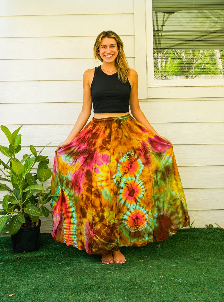 K4304- Hand Dyed Tiered Maxi Hippie Skirt