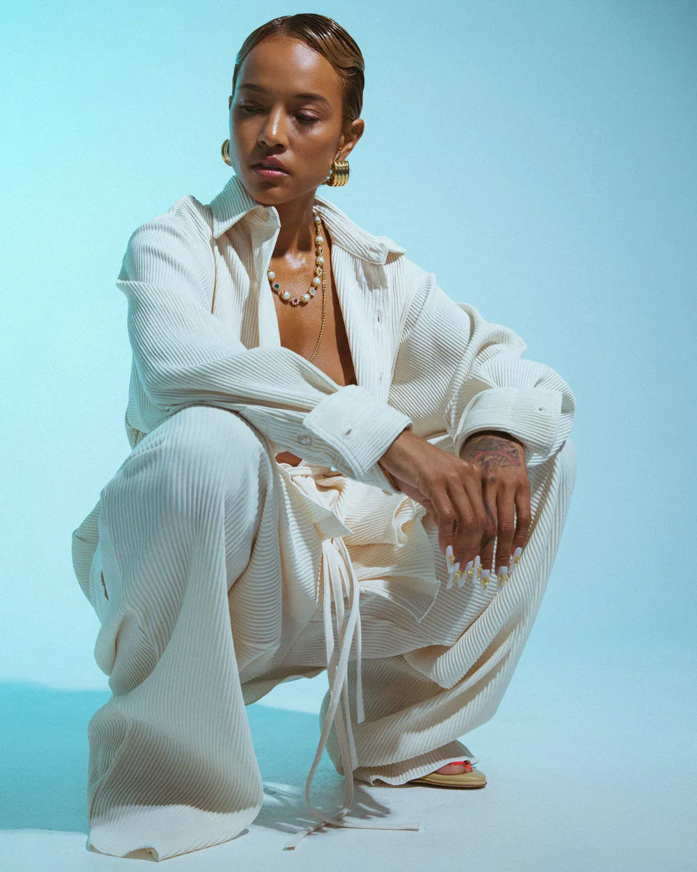 Karrueche x Staple & Hue Pleated Pants Vanilla