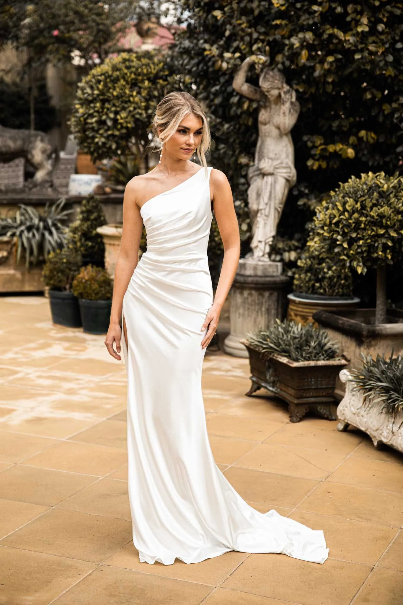 Kendra Luxe Stretch Satin Gown - Ivory